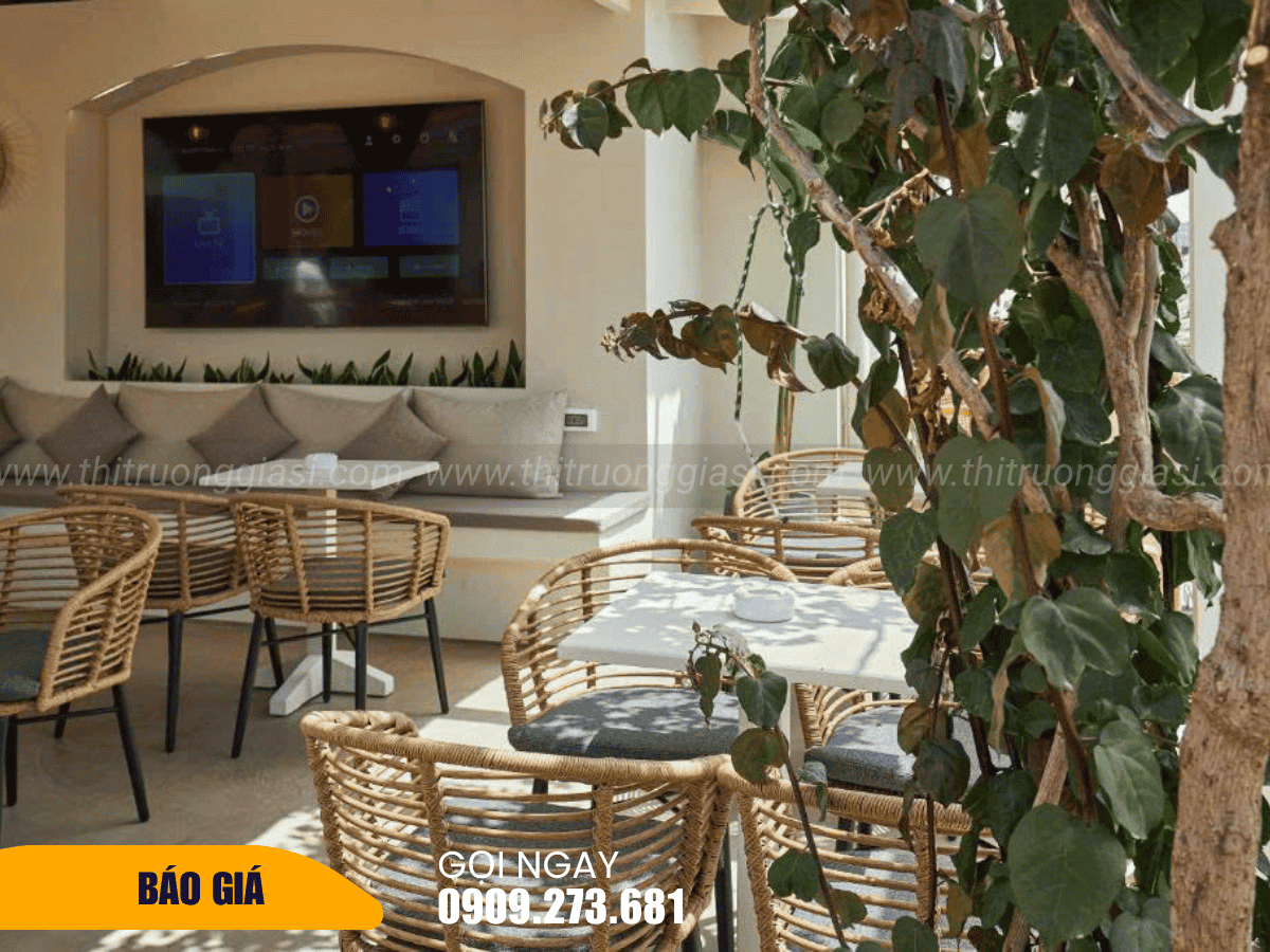 Bộ bàn ghế cafe giả mây