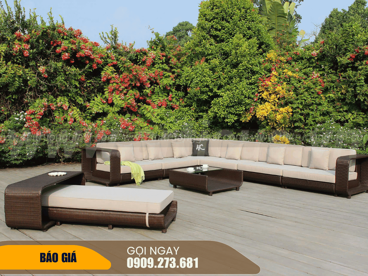 Bàn ghế giả mây phong cách Địa Trung Hải