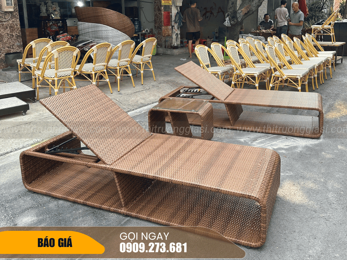 Ghế hồ bơi giả mây