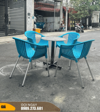 Ghế nữ hoàng chân nhôm màu xanh