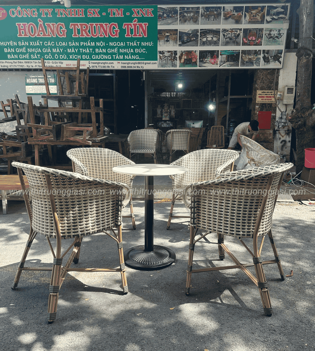Bàn ghế giả mây BGM004